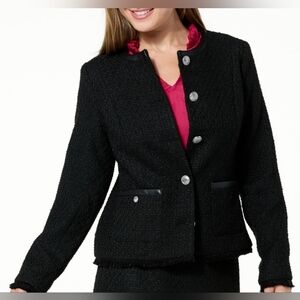 G By Giuliana Timeless Tweed Black Label Fringe Hem Women's Jacket Size 1X New